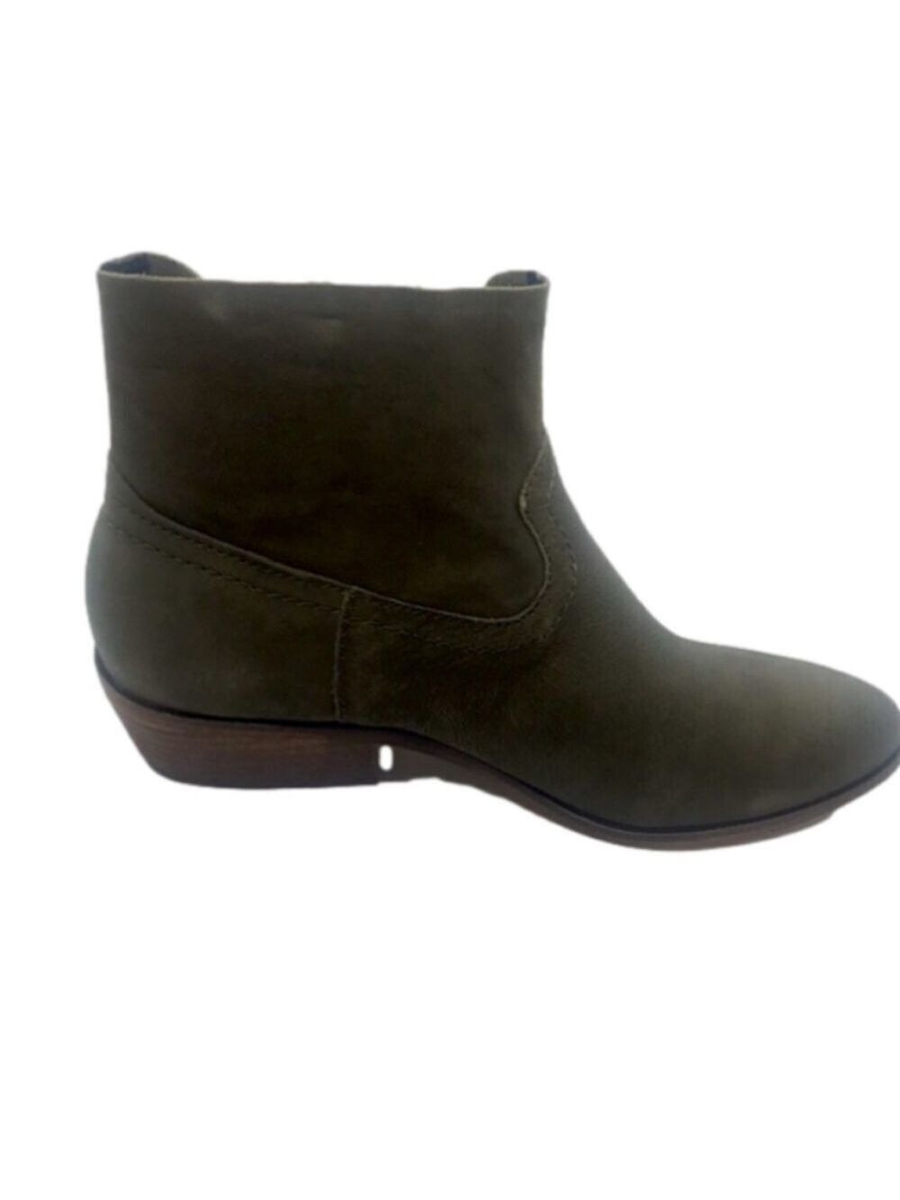 Frye & Co. Rubie Zip Almond TOE OLIVE Vintage Suede Leather Booties 6M